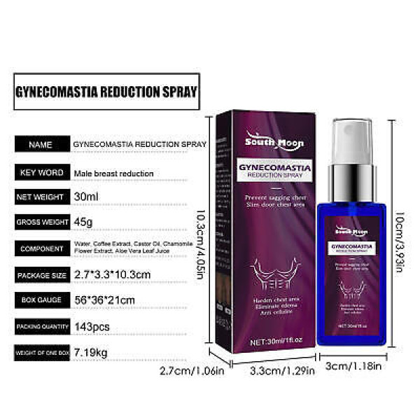 Gynecomastia Breast Reduction Massage Oil Chest Fat Burner Tightening Spray.....