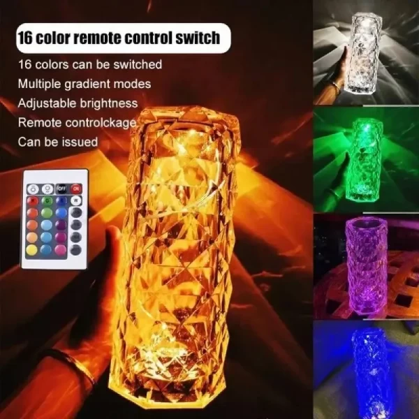 Touching Control Rose Crystal Lamp