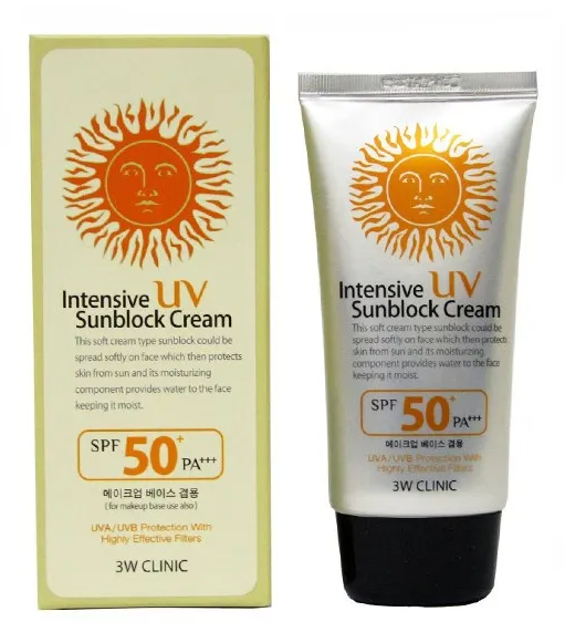 3w clinic intensive Uv sunblock cream spf50 Pa+++ - 70ml